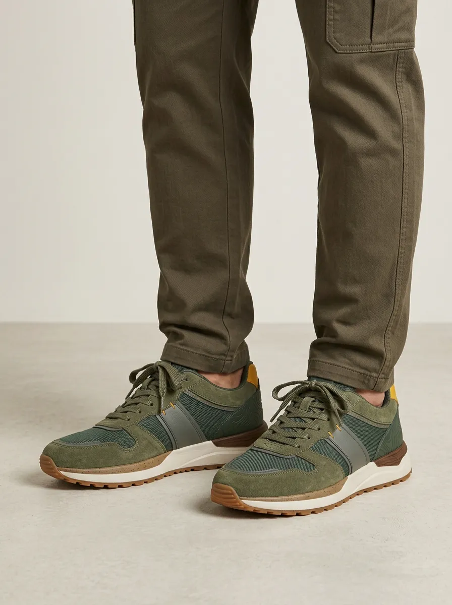 Men's Outdoor Hiking Topographic Pattern Print Sneakers