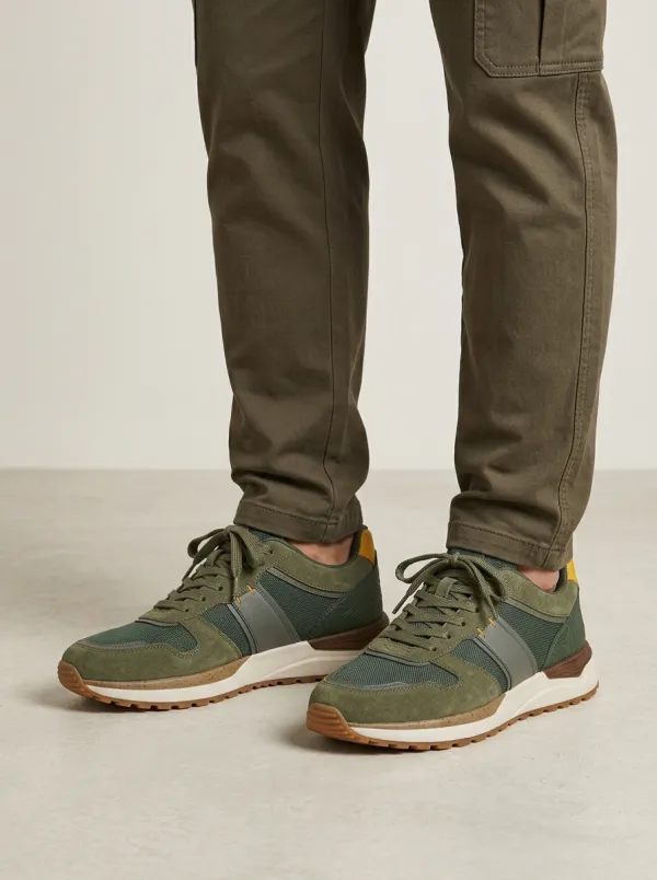 Men's Outdoor Hiking Topographic Pattern Print Sneakers