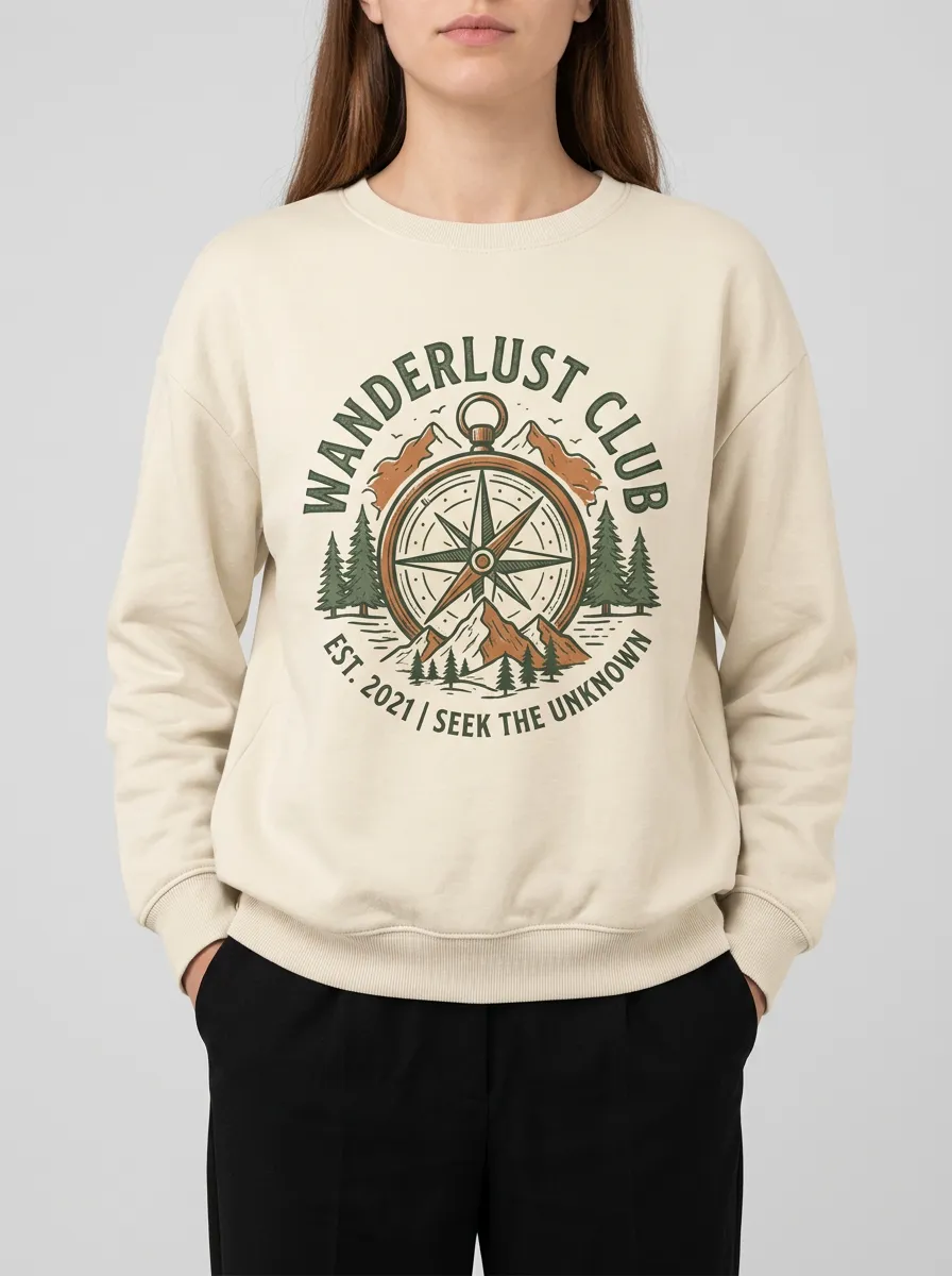 Wanderlust Club Mountain Compass Sweatshirt