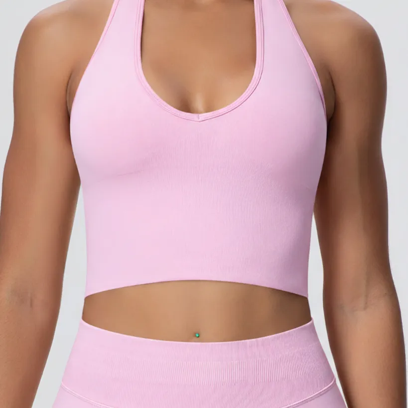 Women's Seamless Ribbed Halter Tank