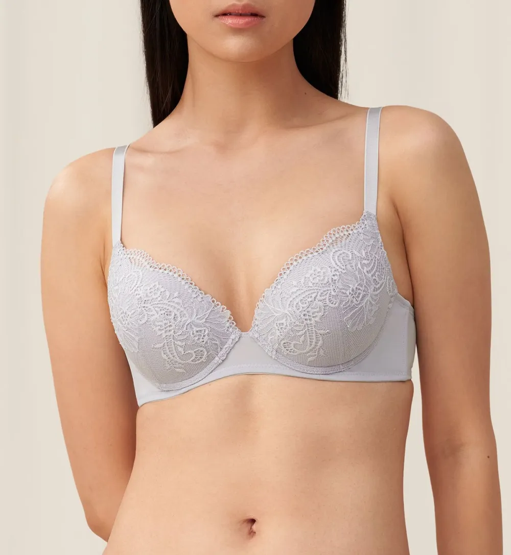 Women's Streamlined Wired Half-Cup Padded Lace Bra