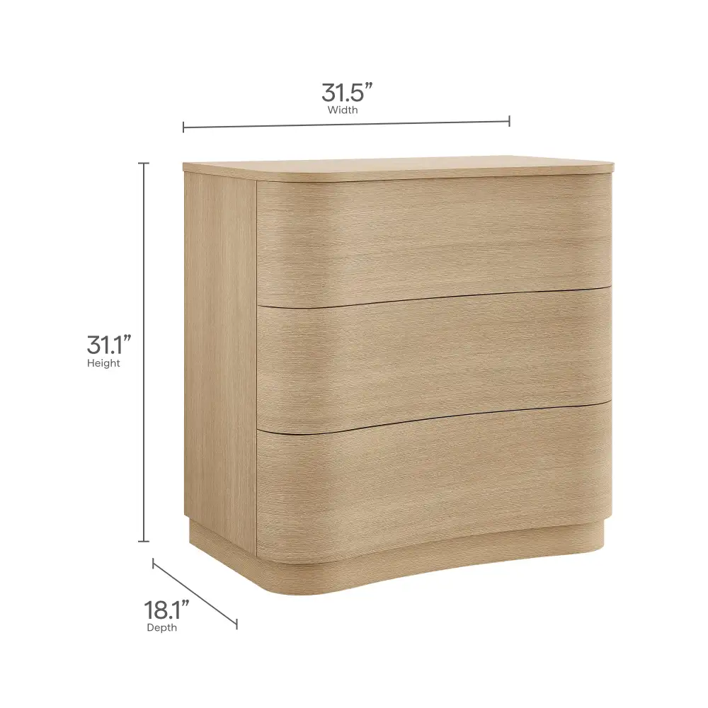 Three Drawer Curved Compact Dresser