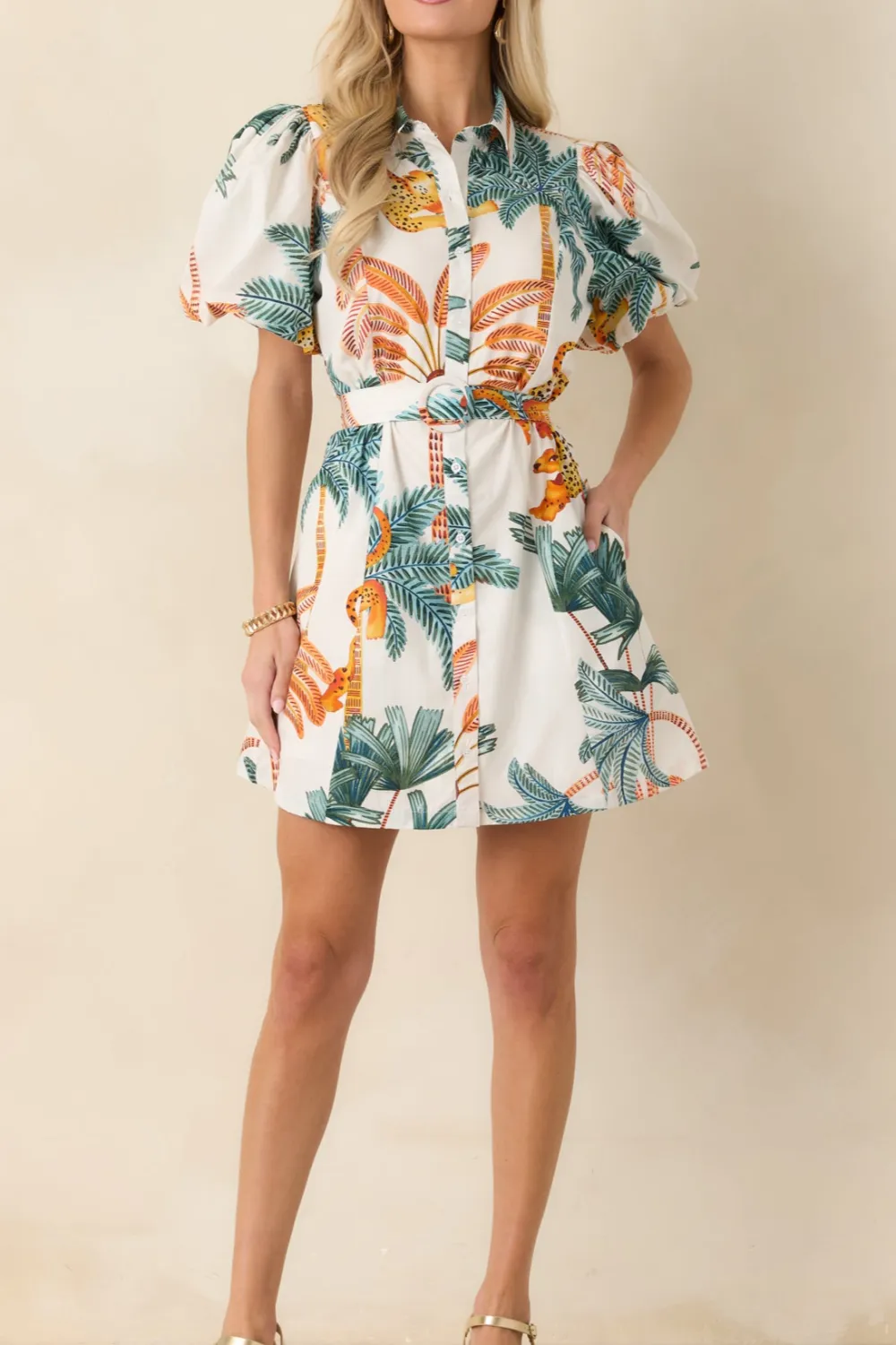 Green Leaves Mini Dress