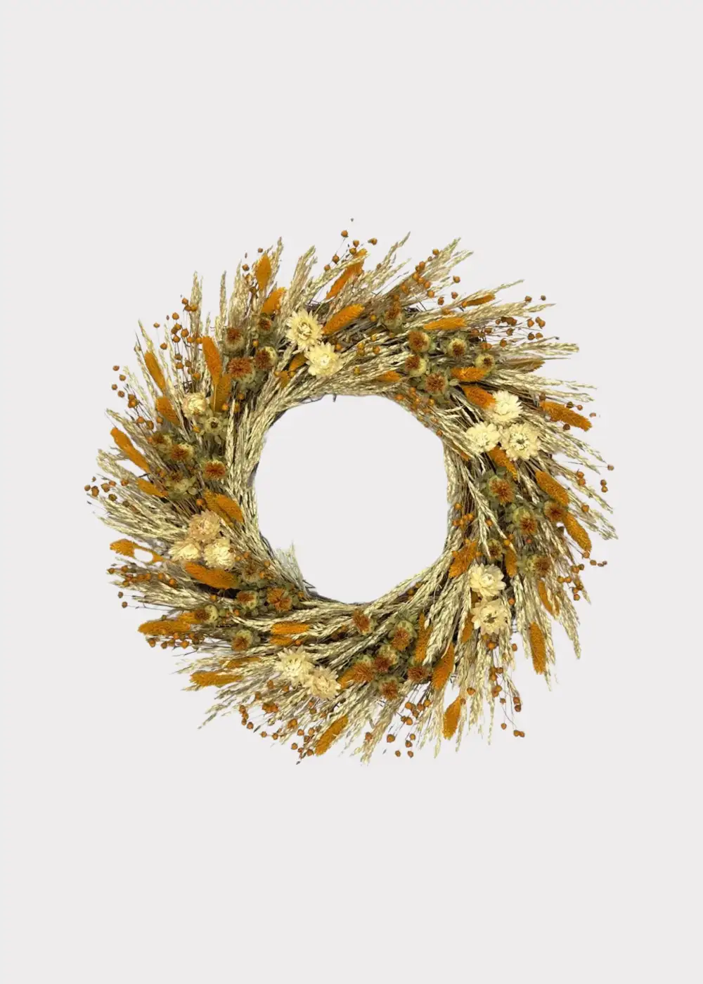 Dried Copper Mixed Grass Floral Wreath