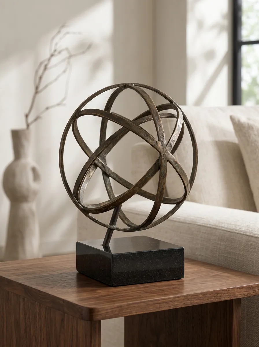 Modern Home Decor Bronze Armillary Sphere Metal Table Ornament