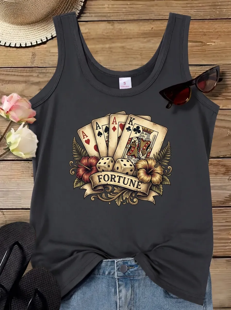 Poker Gambling Lover Playing Cards Dice Tank Top