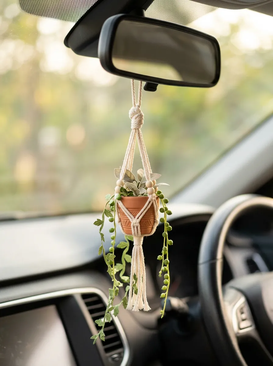 Macrame Rearview Mirror Hanging Ornament