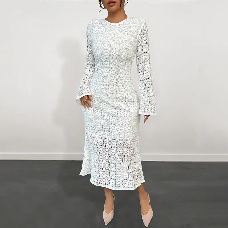 Women's Bodycon Long-Sleeve Lace Bridal Dress