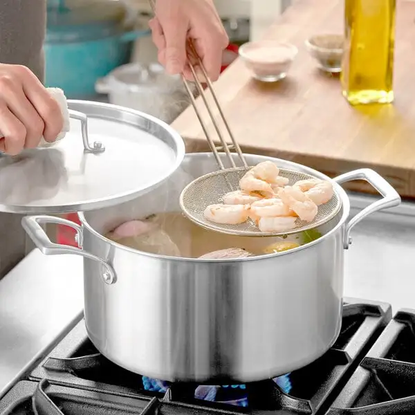 Space-Saving Tri Ply Stainless Steel Stock Pot with Cover