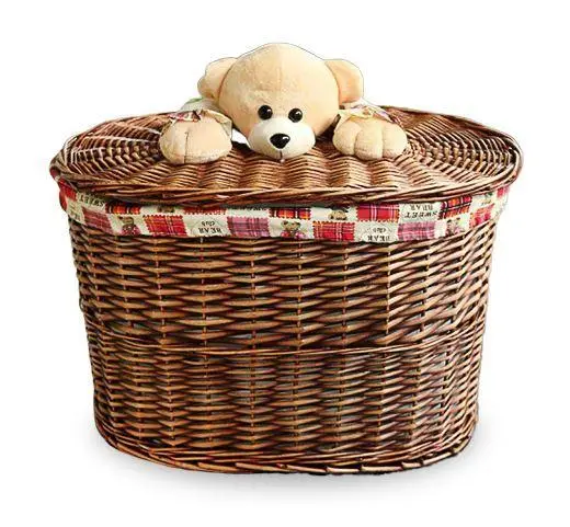 Refined Lidded Woven  Wicker Laundry Basket