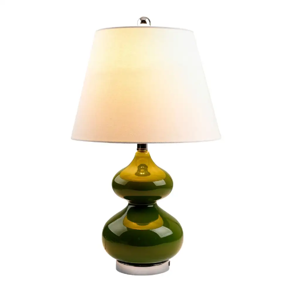Linen Shade Ceramic Glass Iron Table Lamp