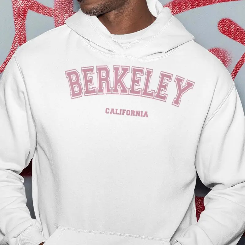 Pink Berkeley California Ca Varsity Style On Berkeley Hoodie