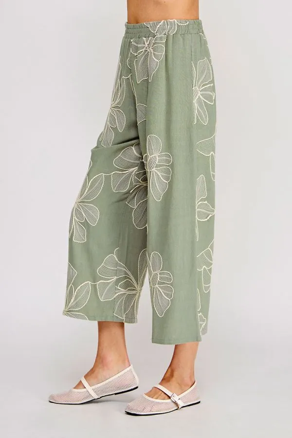 Embroidered Floral Pants