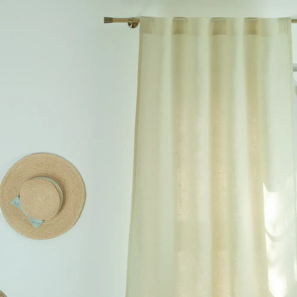 Simple Back Tab Linen Curtain