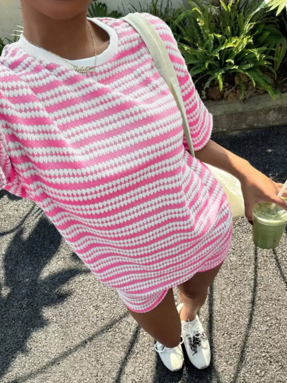 Striped Short Sleeve Top Shorts Set