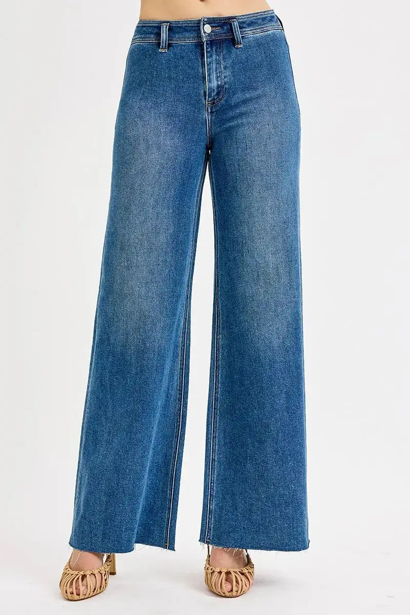 Washed Denim Ribbed Jeans