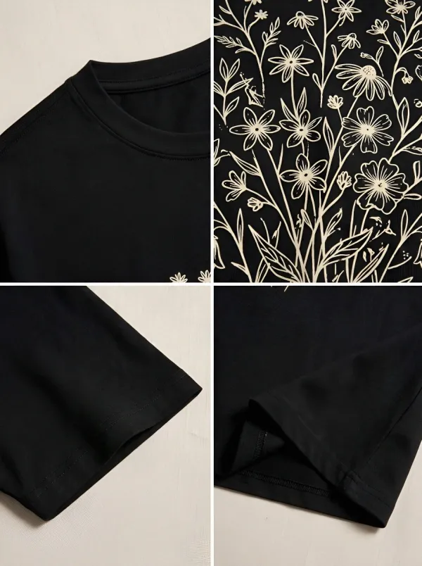 Women's Botanical Nature Lover Wildflower Bouquet Printed T-shirt