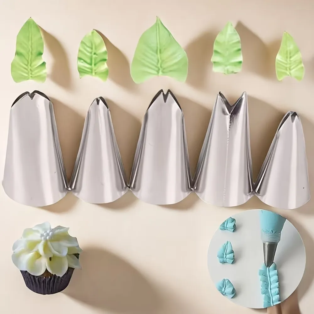 5 Pcs Cake Decorating Leaf Nozzles