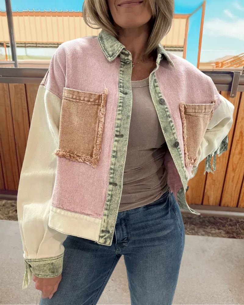 Washed Distressed Fringed Jacket