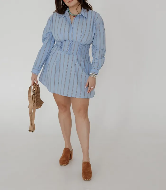 Blue Cotton Blend Dress
