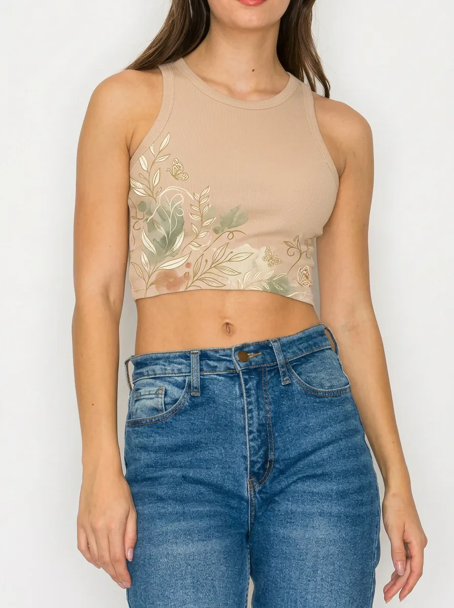 Women's Floral Butterfly Nature Aesthetic Printed Tank Top
