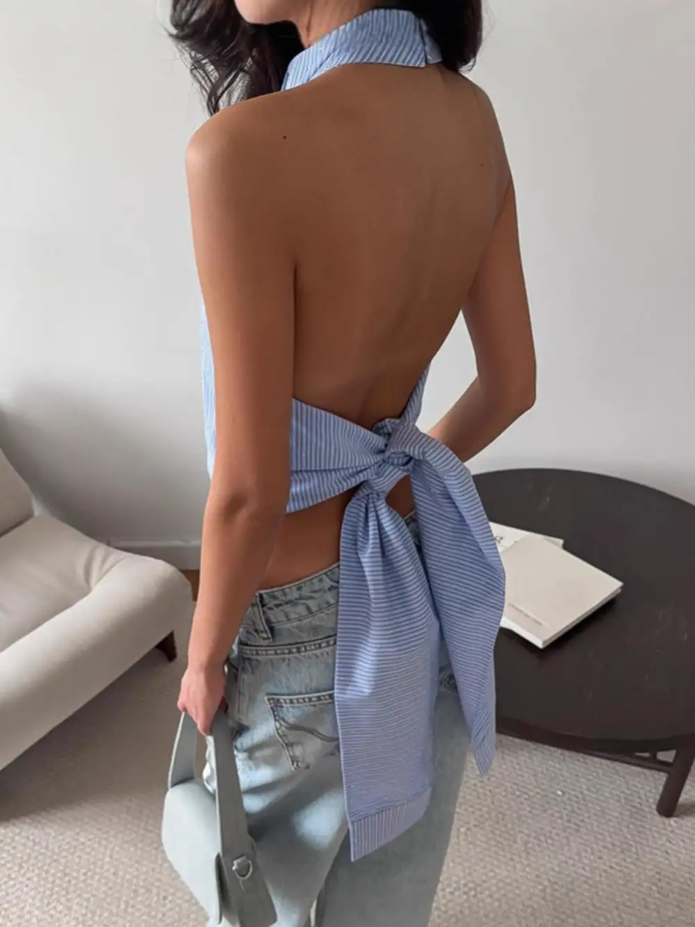 Striped Halter Neck Cami Top