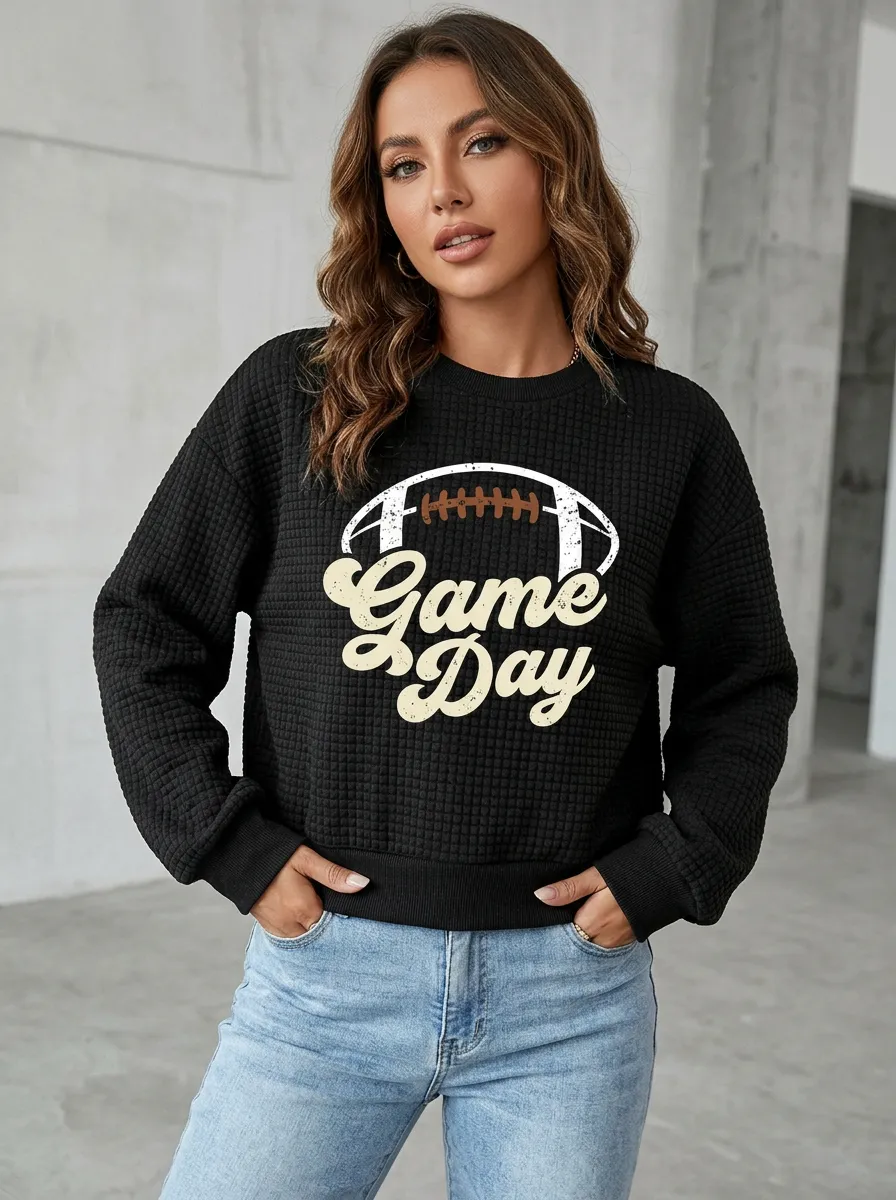 Women's Football Fan Game Day Graphic Printed Sweatshirt