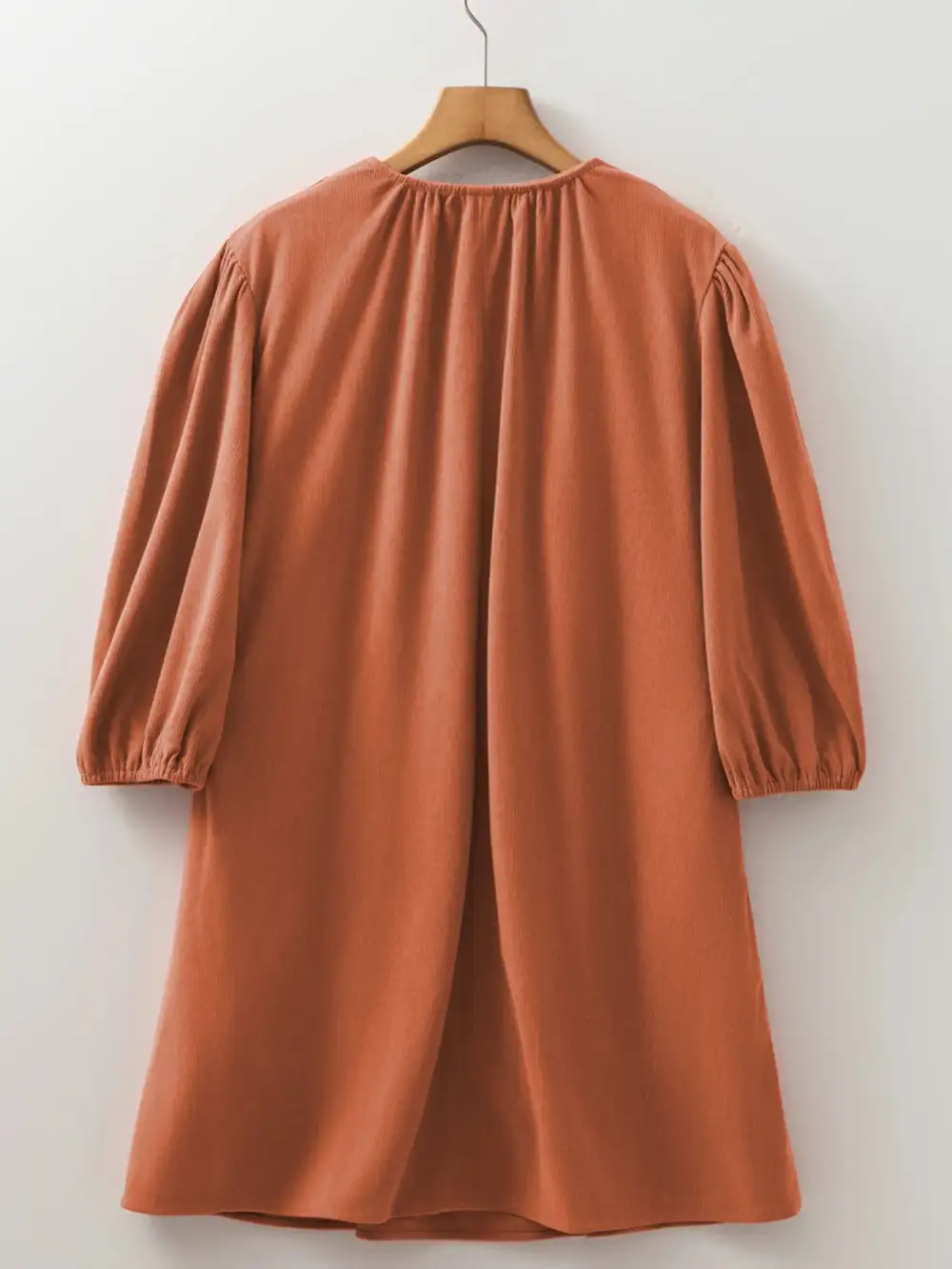 Corduroy Split Neck Mini Dress