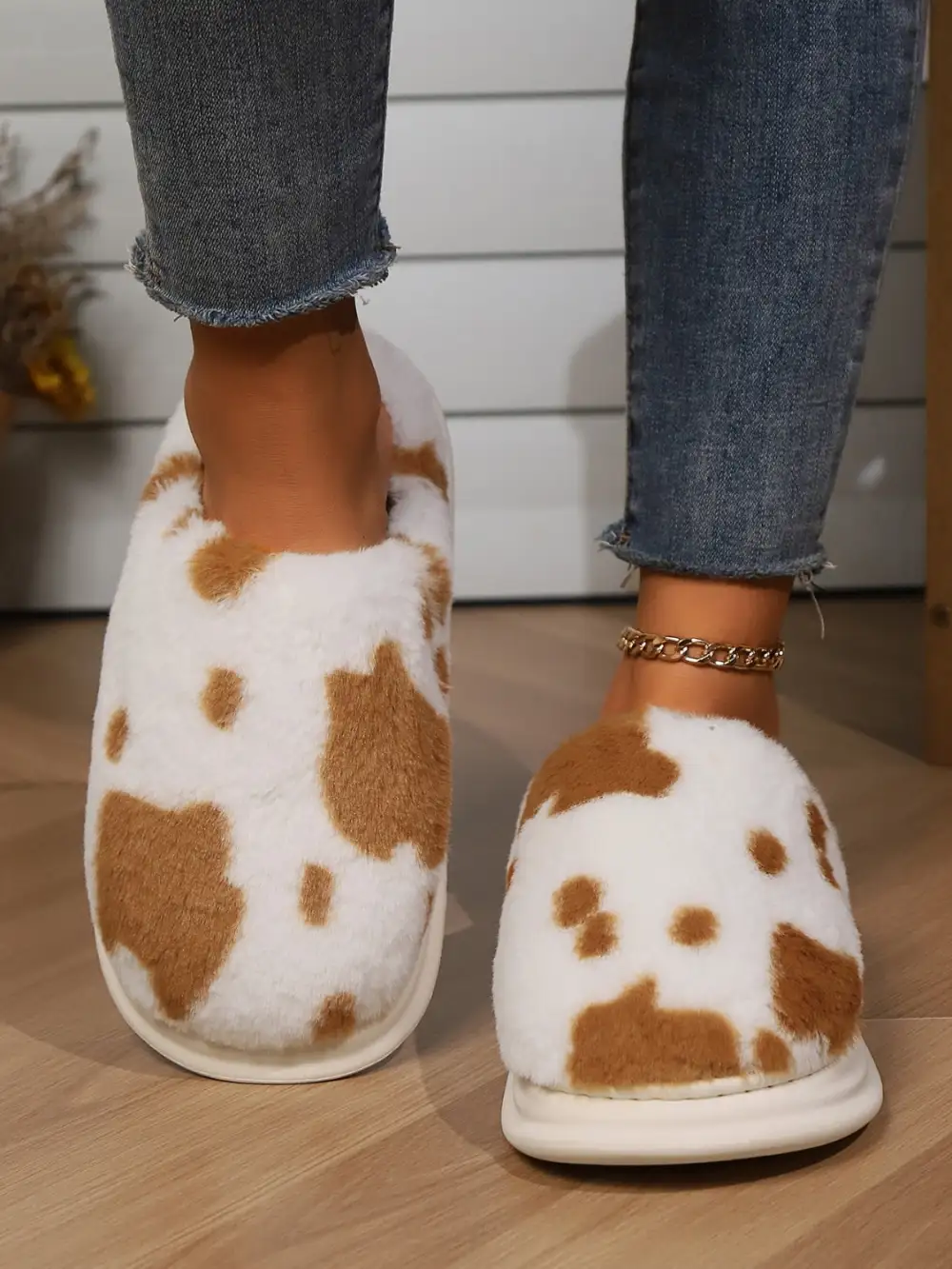 Print Faux Slippers