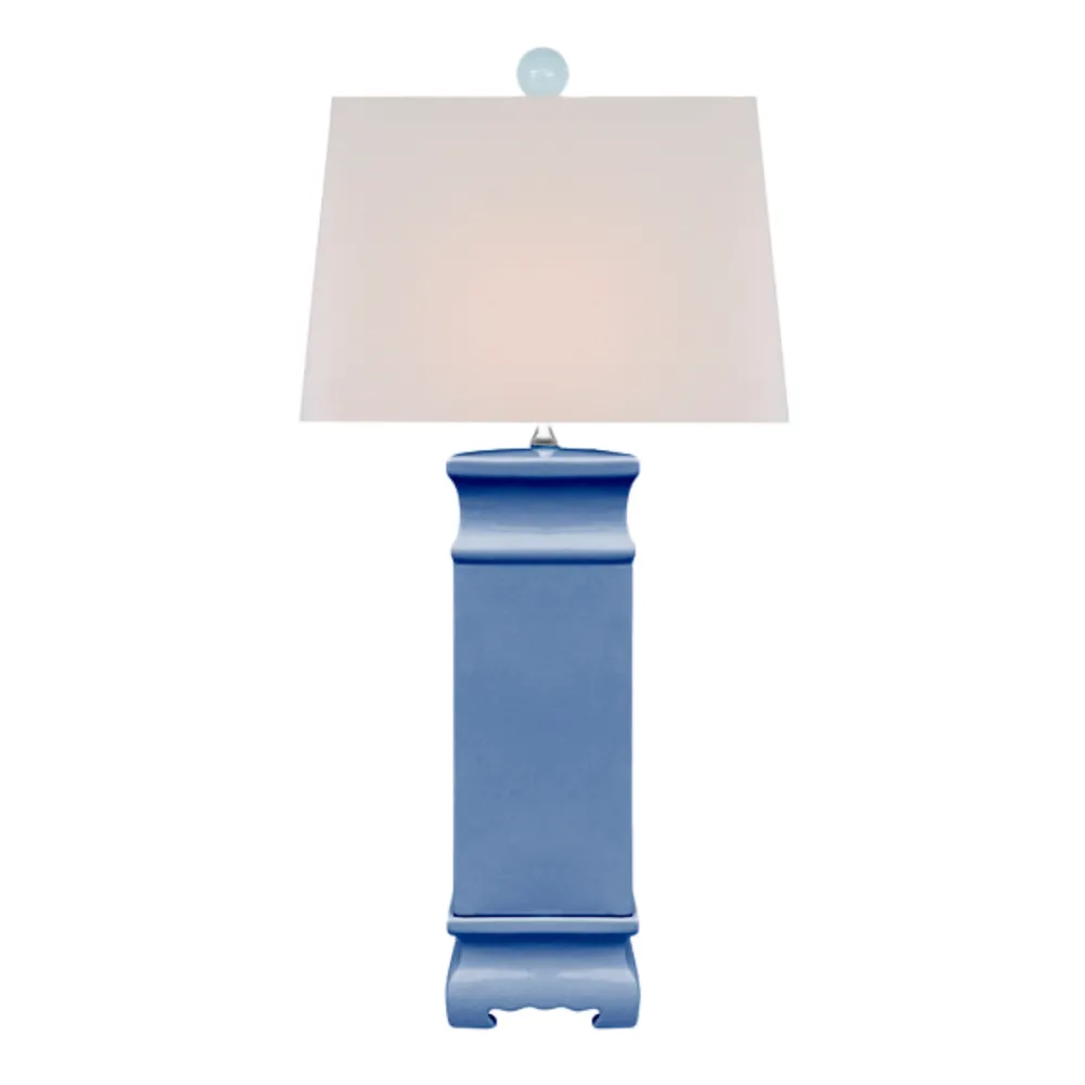 Pagoda-Form Porcelain Square-Shade Lamp