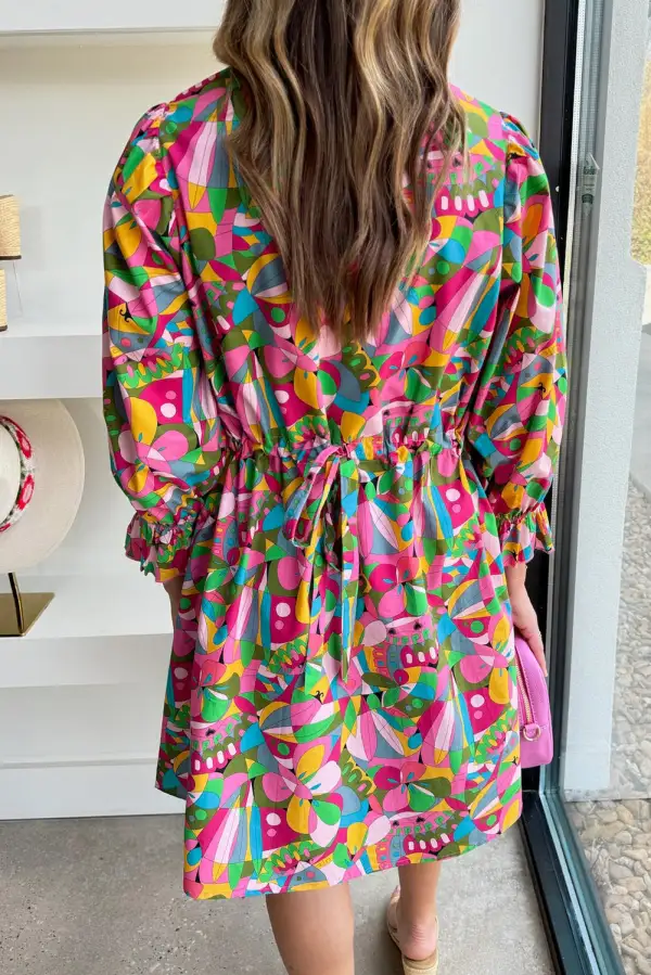 Meadow Abstract Print Button Front Mini Dress