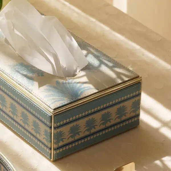 Blue Printed Tissue Box Cover