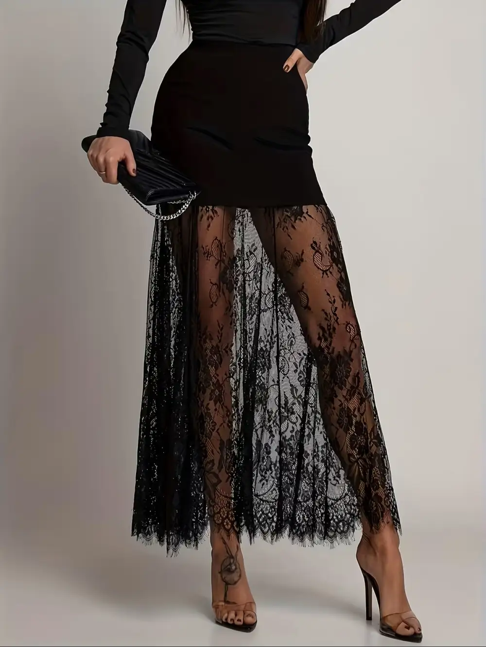 Casual Lace Maxi Skirt