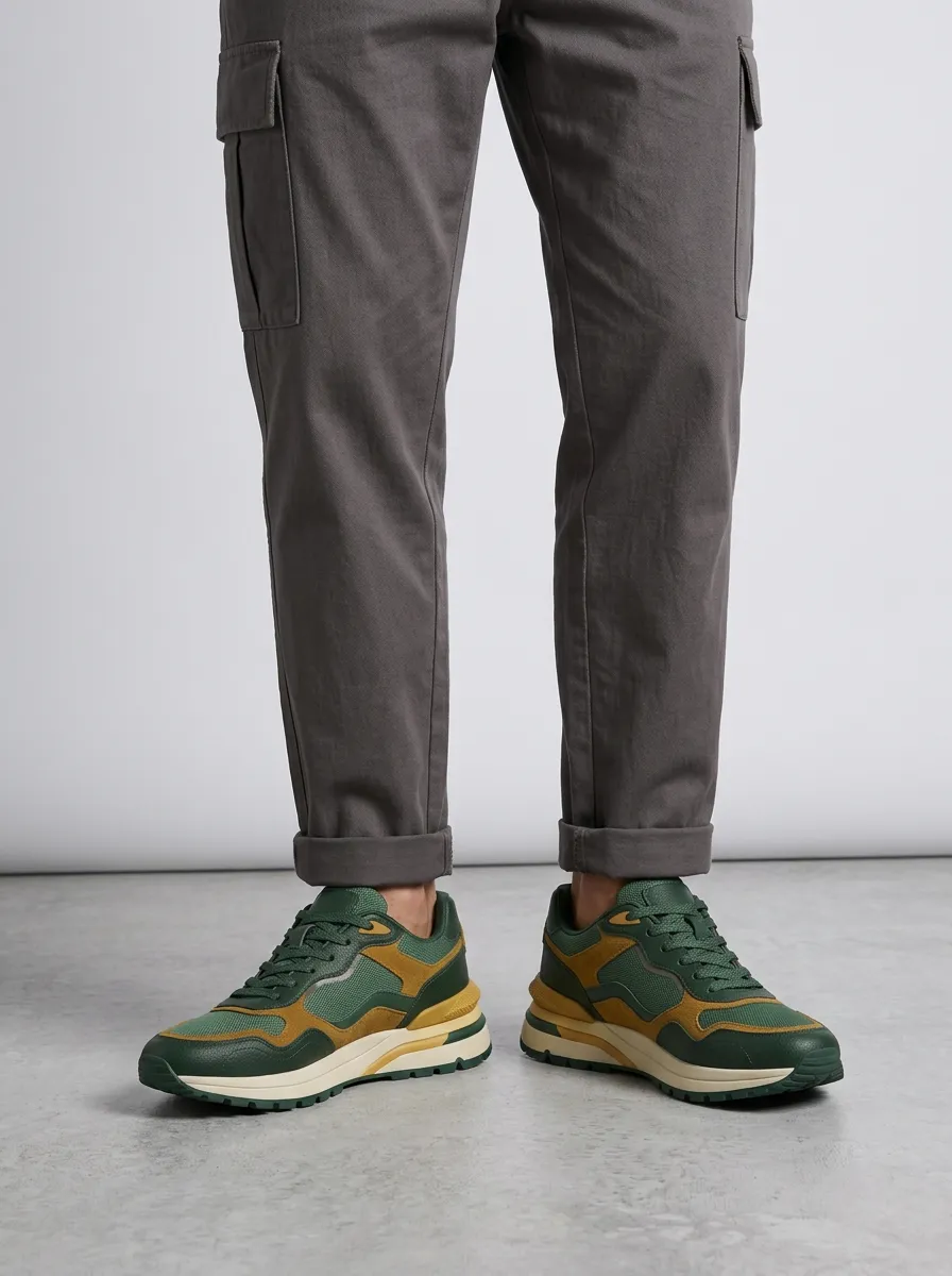 Men's Everyday Casual Outdoor Suede Mesh Print Sneakers
