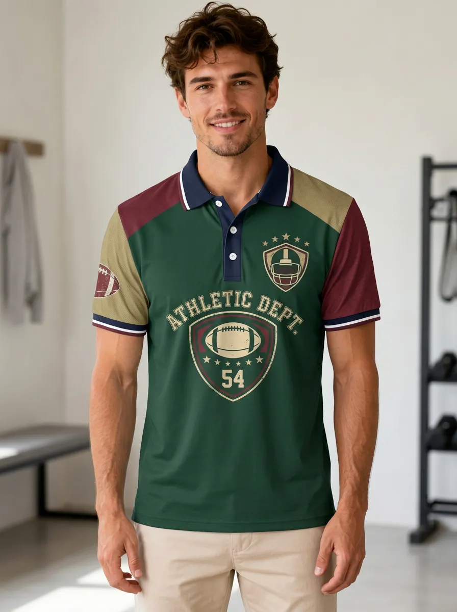 Men's Heritage Football Athletic Shield Polo Shirt