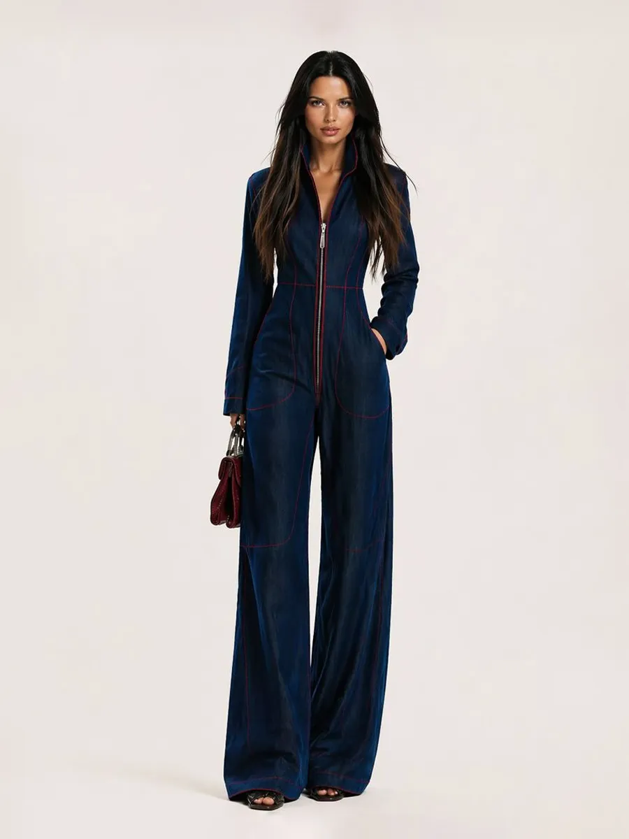 Arielle Solid-Color Jumpsuit with Large Pockets