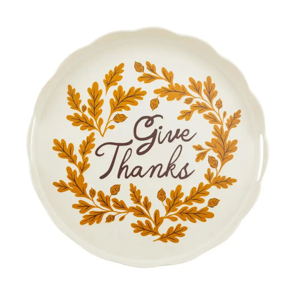 Gratitude Round Bamboo Tray