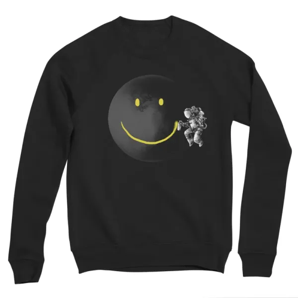 Astronaut Painting Smiley Moon Sweatshirt