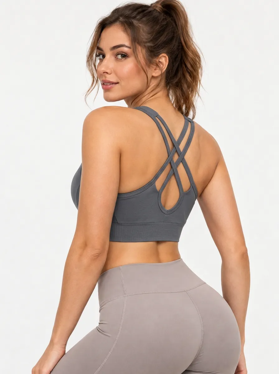 Women's Cross Back Fitness Bra with Everyday Detail