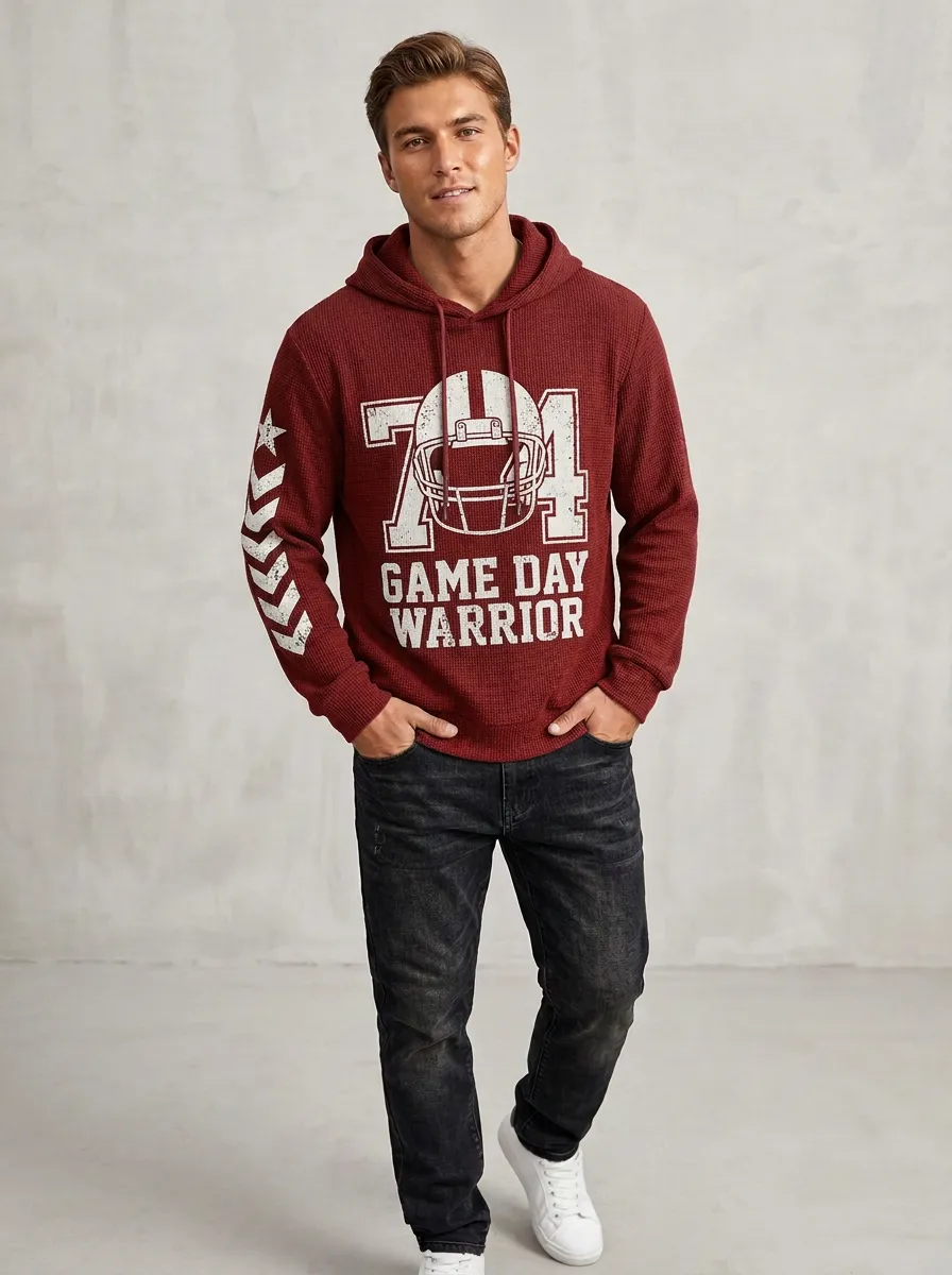 Men's American Football Game Day Warrior Helmet Printed Hoodie