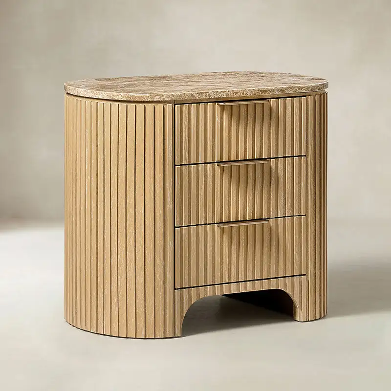 Fluted Marble Top Nightstand