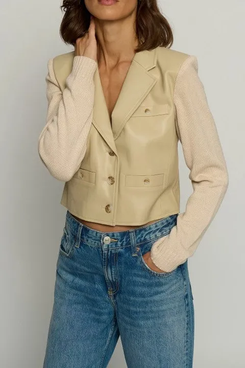 Two-Tone Cropped Knit Blazer
