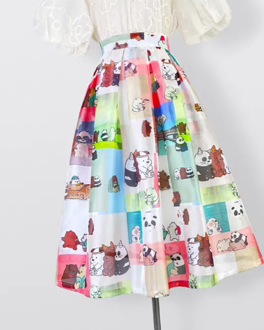 Cat Motif Bear Motif Skirt