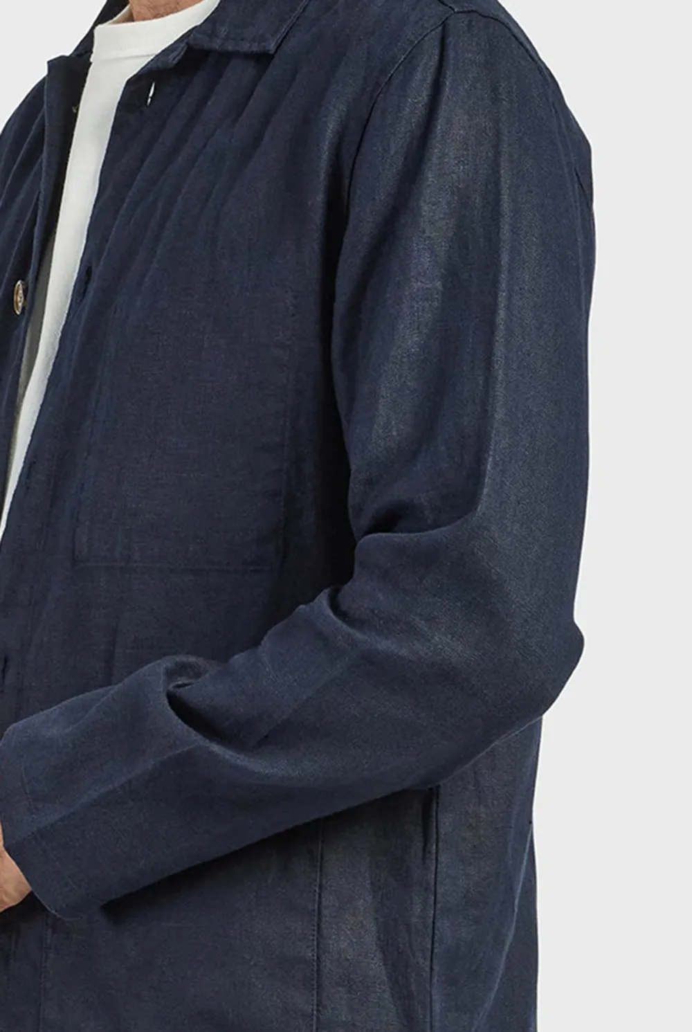 Casual Linen Overshirt- Navy