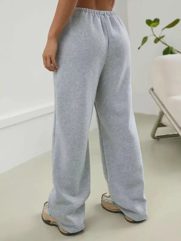 High Waist Drawstring Wide Leg Pocketed Casual Joggers
