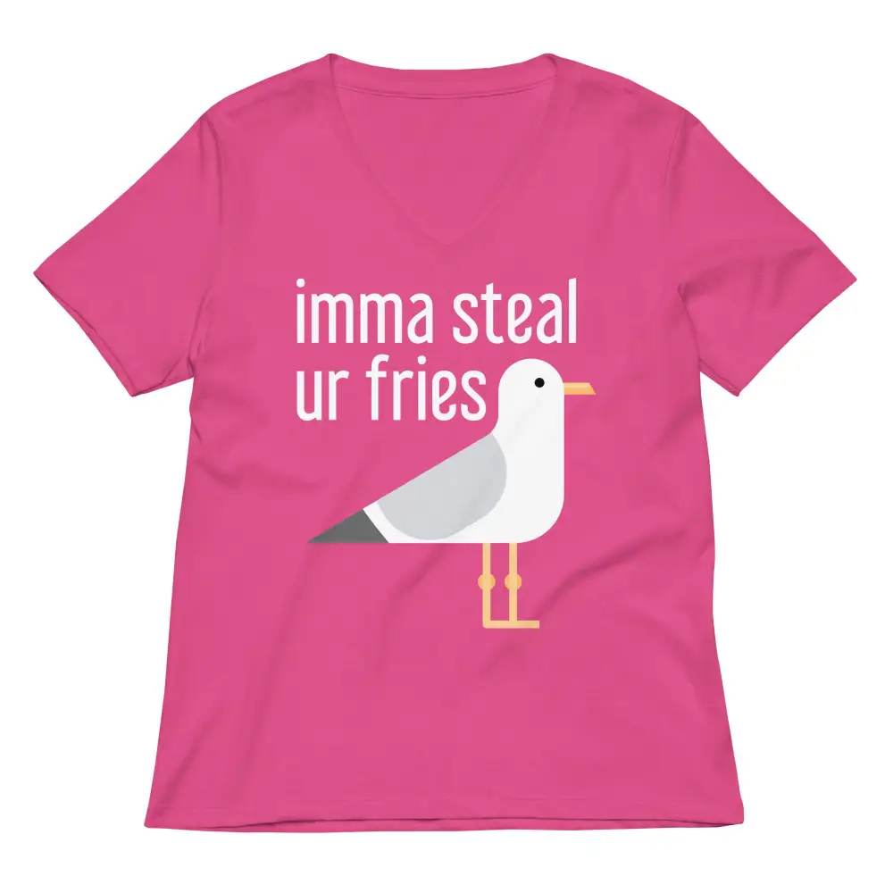 Fries Print V Neck Tee