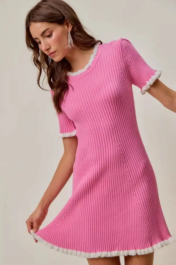 Ruffled Knit Mini Dress