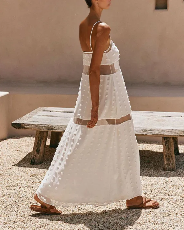 Tiered Textured Floral Mesh Cami Dress