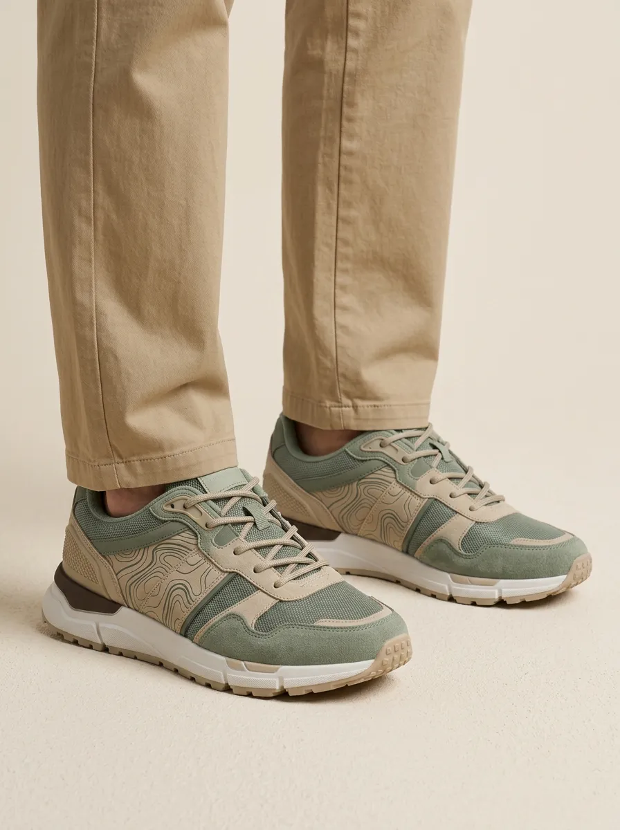 Unisex Classic Outdoor Enthusiast Topographic Map Print Sneakers