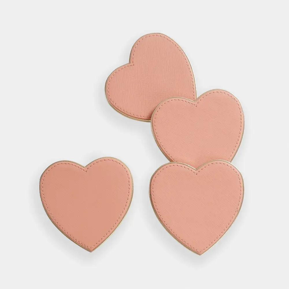 Pink Shaped Leather Coaster Set